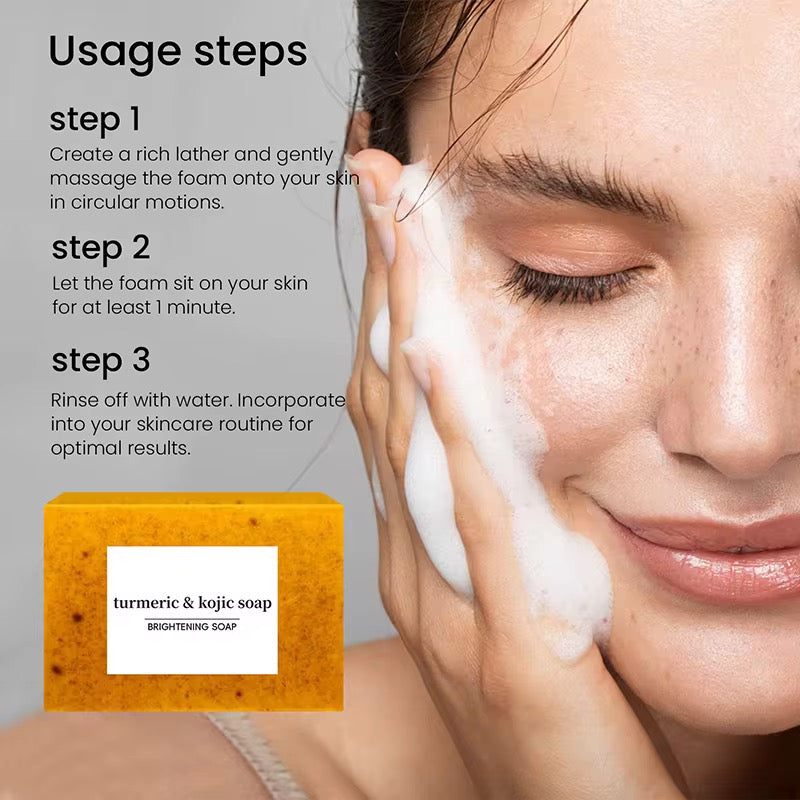 Handmade Turmeric & Kojic Acid Brightening Soap with Retinol & Glutathione (3) pcs