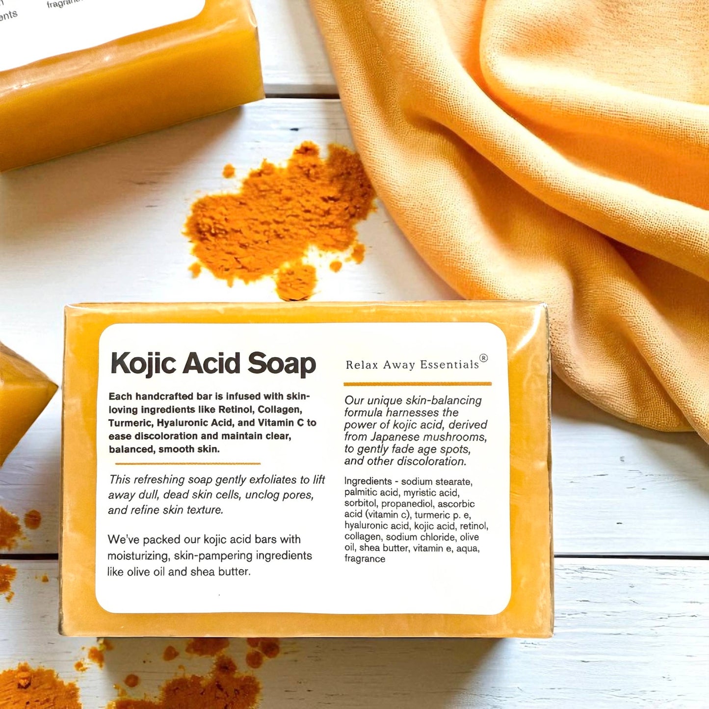 Kojic Acid & Turmeric Brightening Soap with Retinol, Collagen & Hyaluronic Acid
