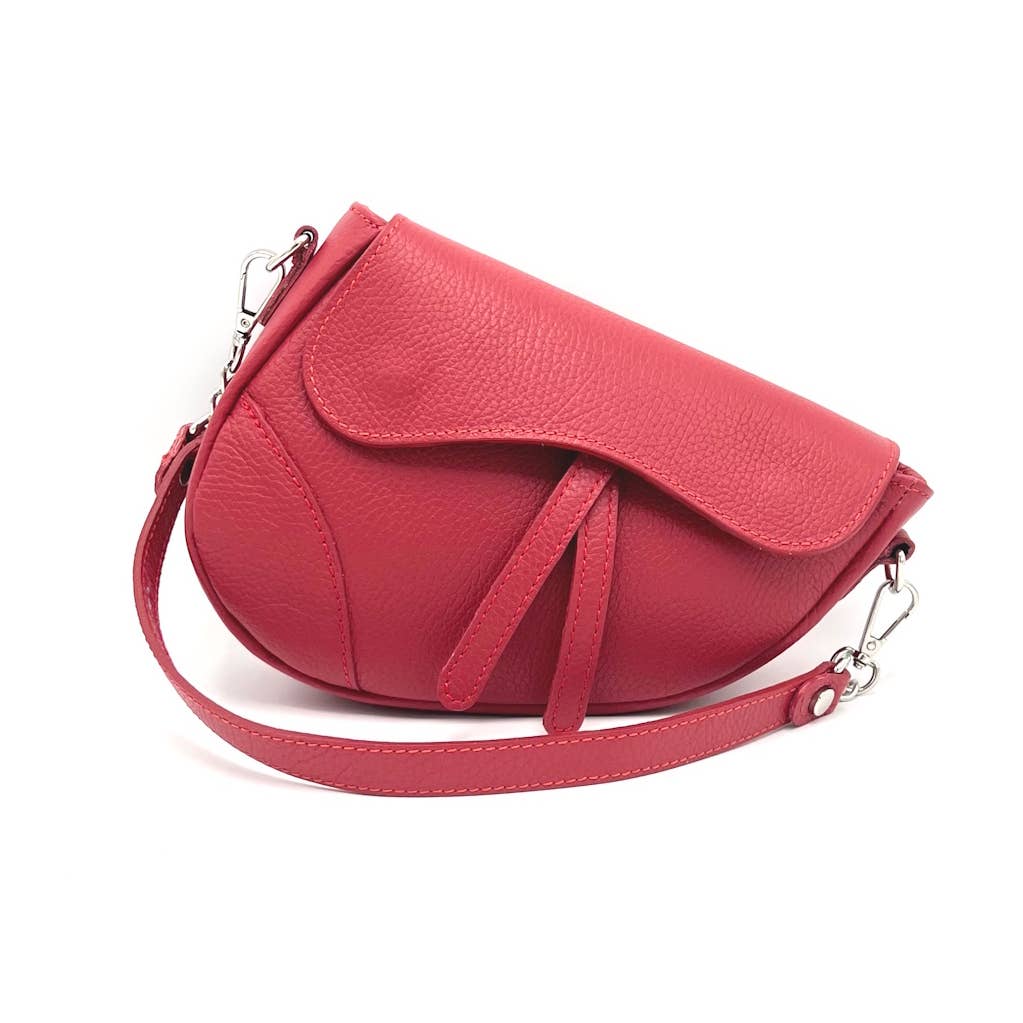 The Siena Pebbled Leather Asymmetrical Saddle Bag