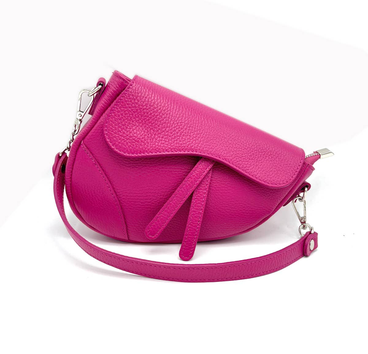 The Siena Pebbled Leather Asymmetrical Saddle Bag