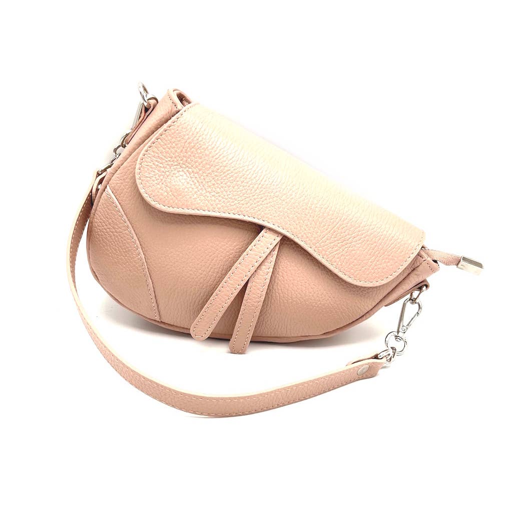 The Siena Pebbled Leather Asymmetrical Saddle Bag