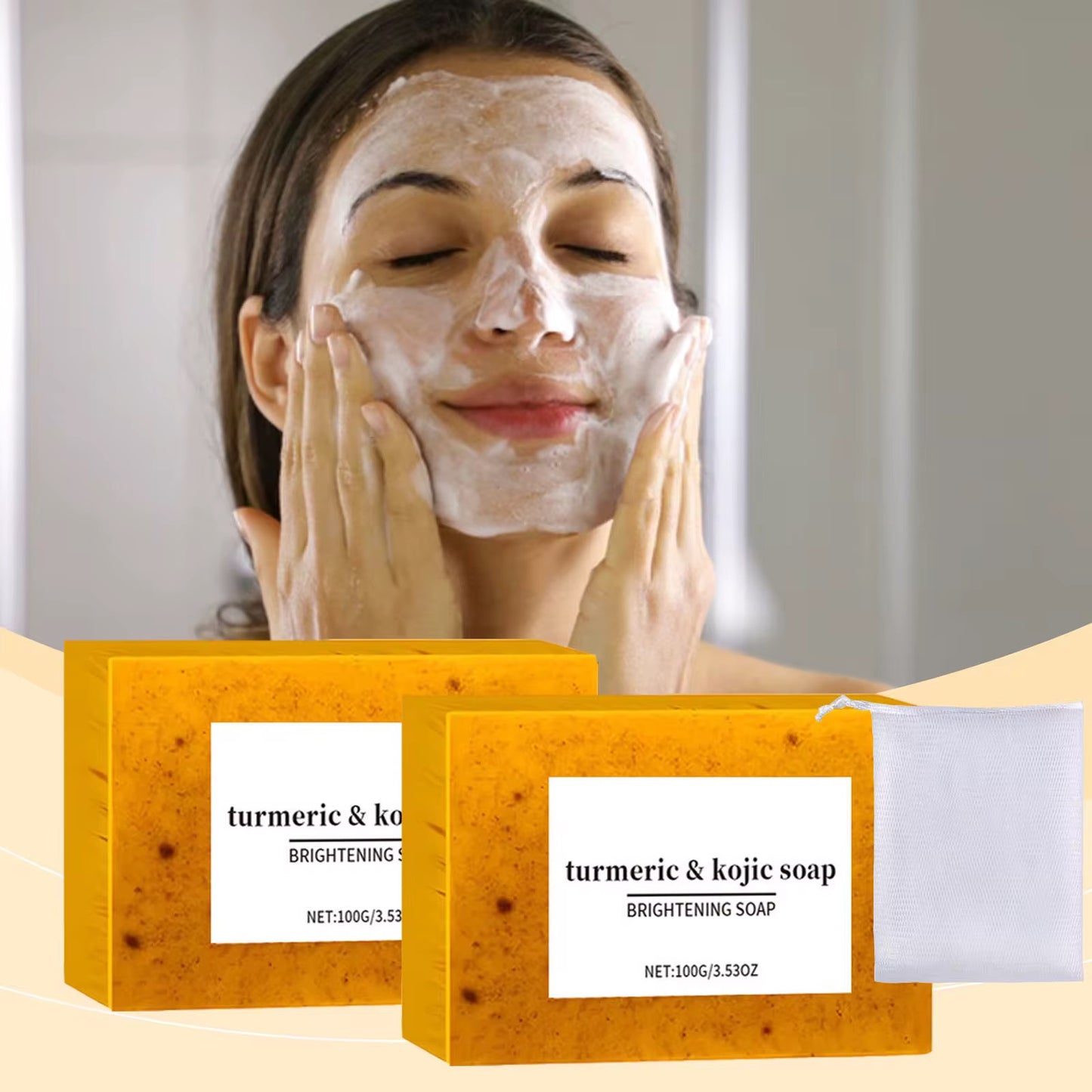 Handmade Turmeric & Kojic Acid Brightening Soap with Retinol & Glutathione (3) pcs