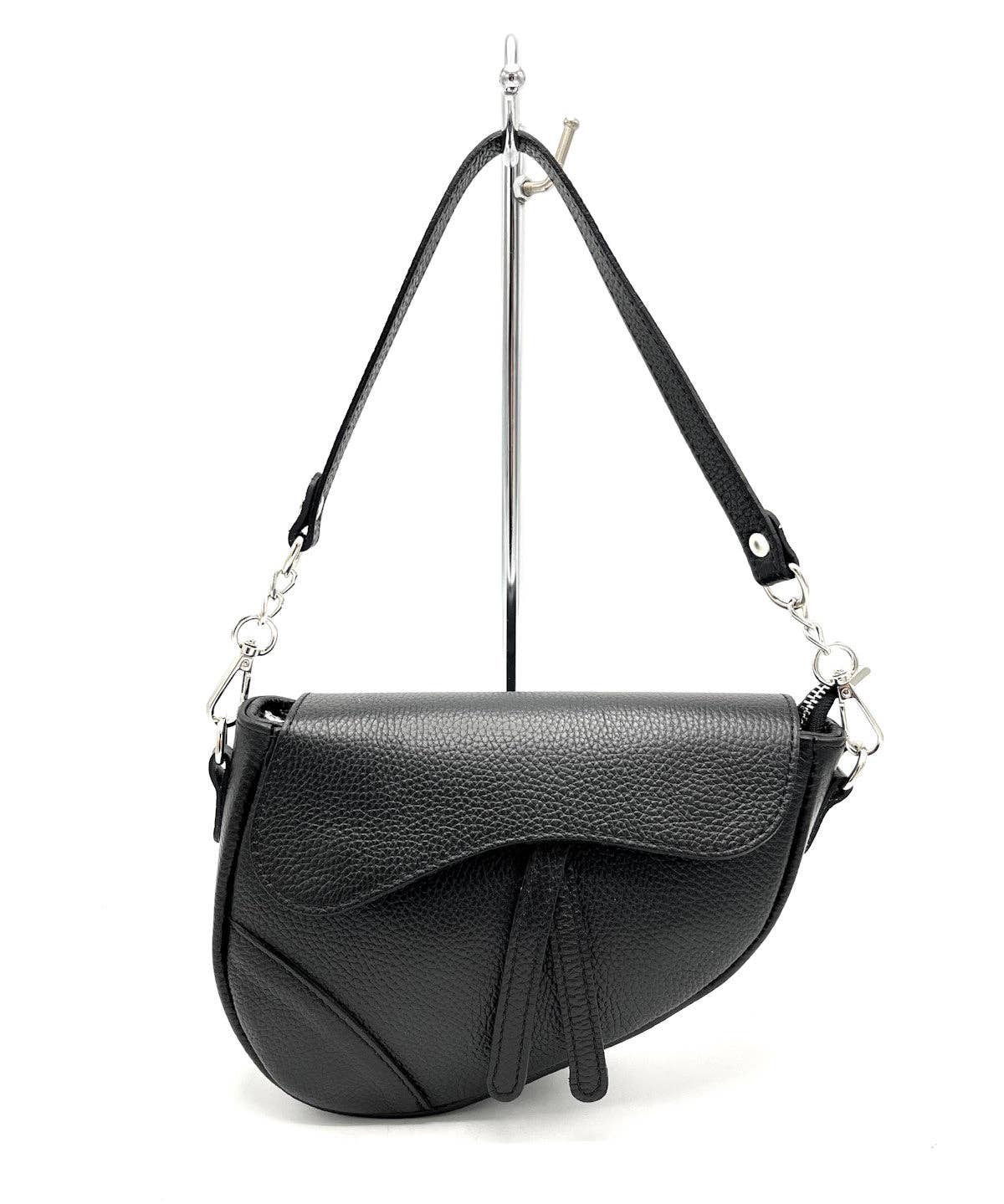 The Siena Pebbled Leather Asymmetrical Saddle Bag