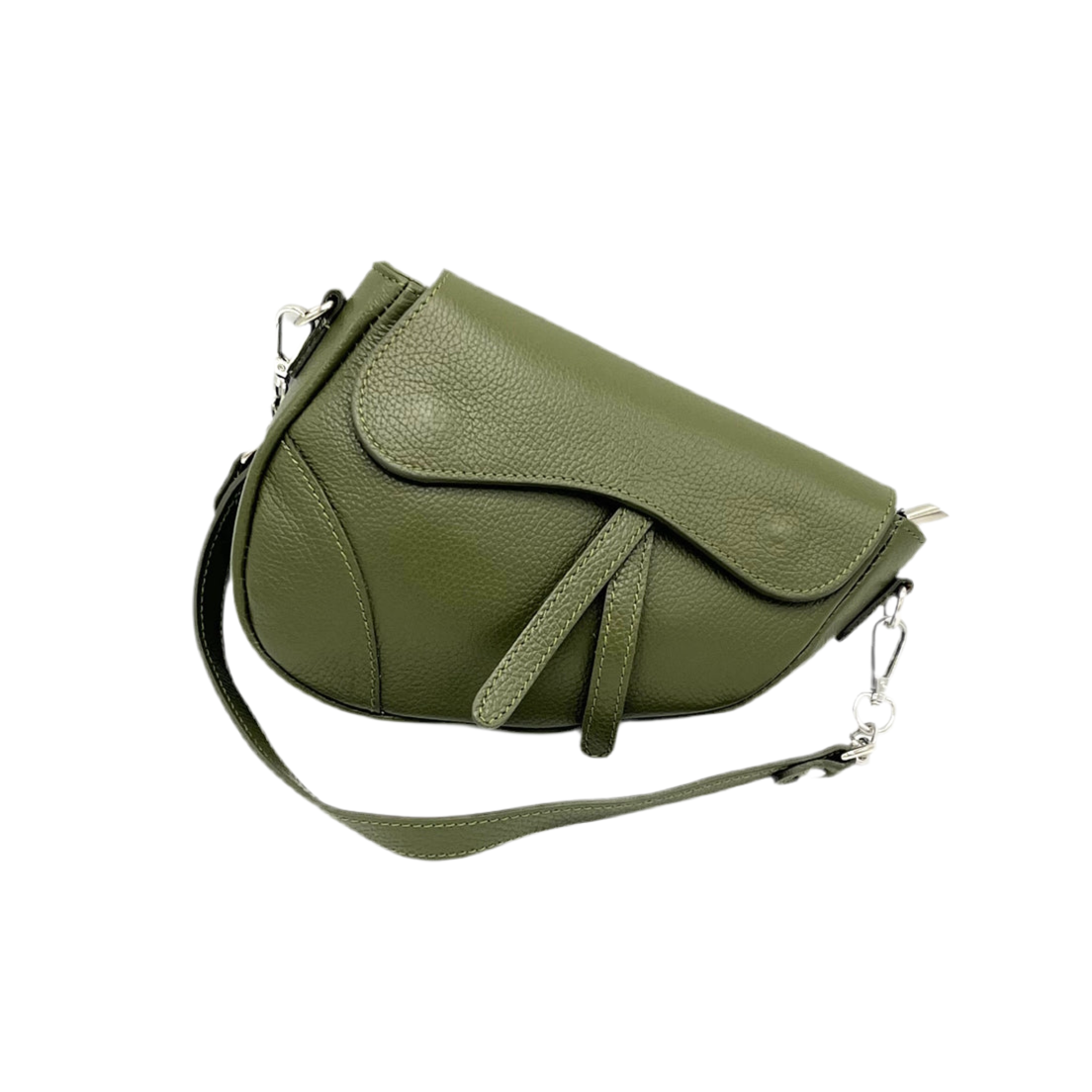 The Siena Pebbled Leather Asymmetrical Saddle Bag