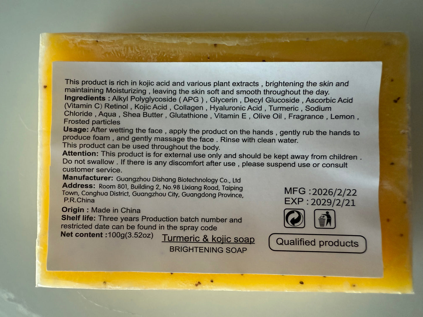 Handmade Turmeric & Kojic Acid Brightening Soap