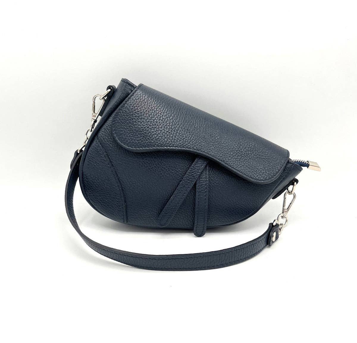 The Siena Pebbled Leather Asymmetrical Saddle Bag