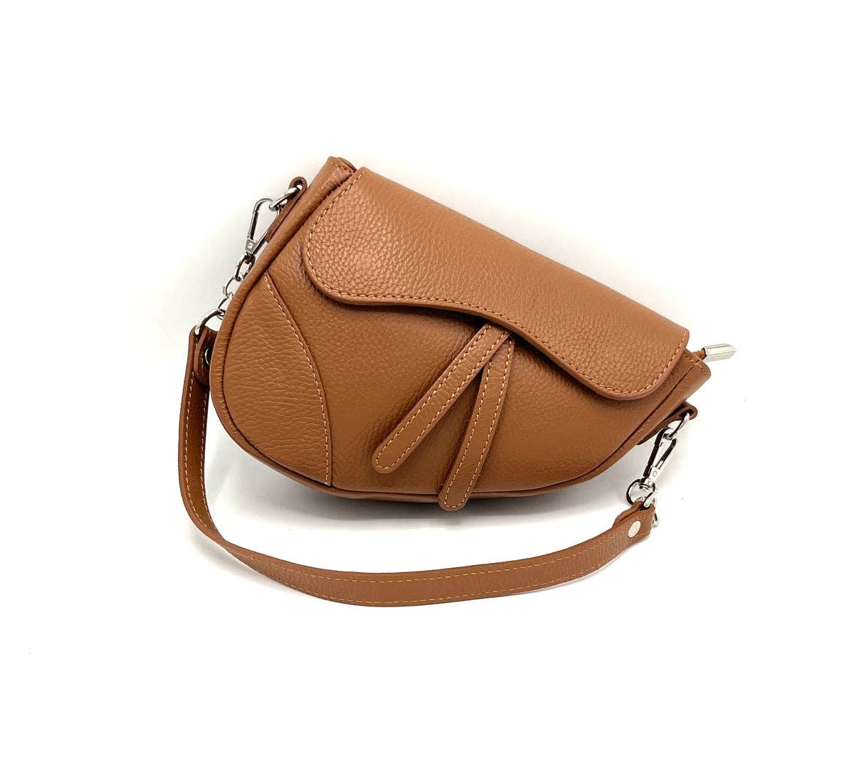 The Siena Pebbled Leather Asymmetrical Saddle Bag