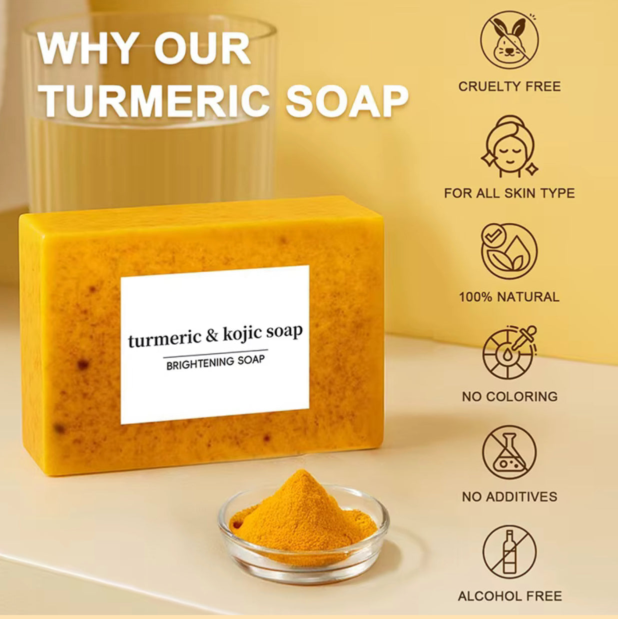 Handmade Turmeric & Kojic Acid Brightening Soap