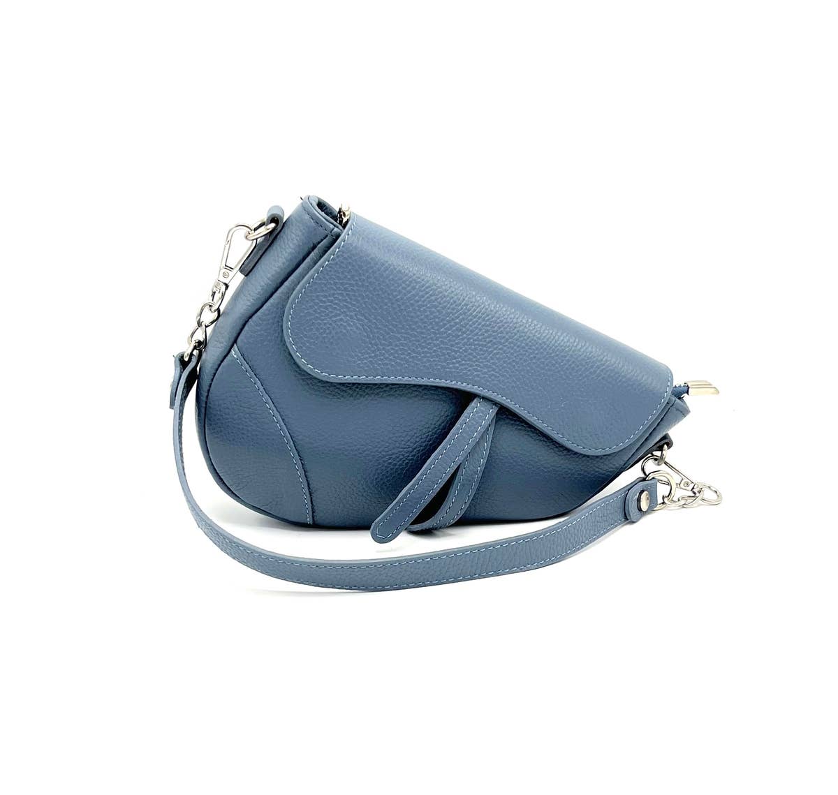 The Siena Pebbled Leather Asymmetrical Saddle Bag