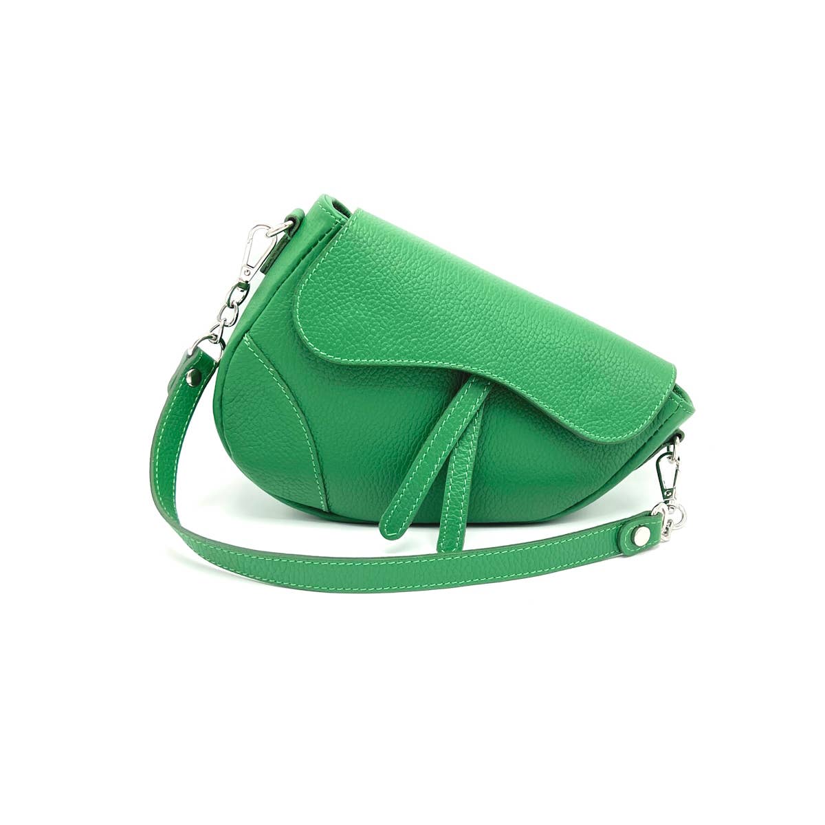The Siena Pebbled Leather Asymmetrical Saddle Bag