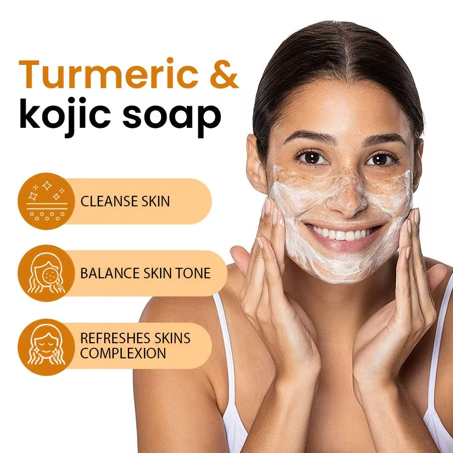 Handmade Turmeric & Kojic Acid Brightening Soap with Retinol & Glutathione (3) pcs