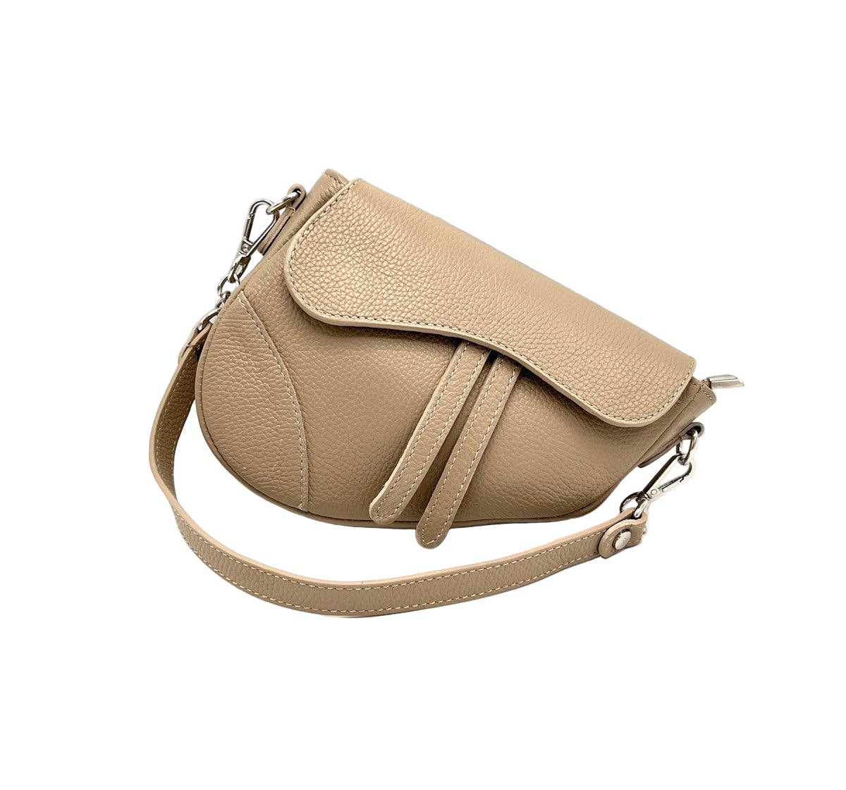 The Siena Pebbled Leather Asymmetrical Saddle Bag